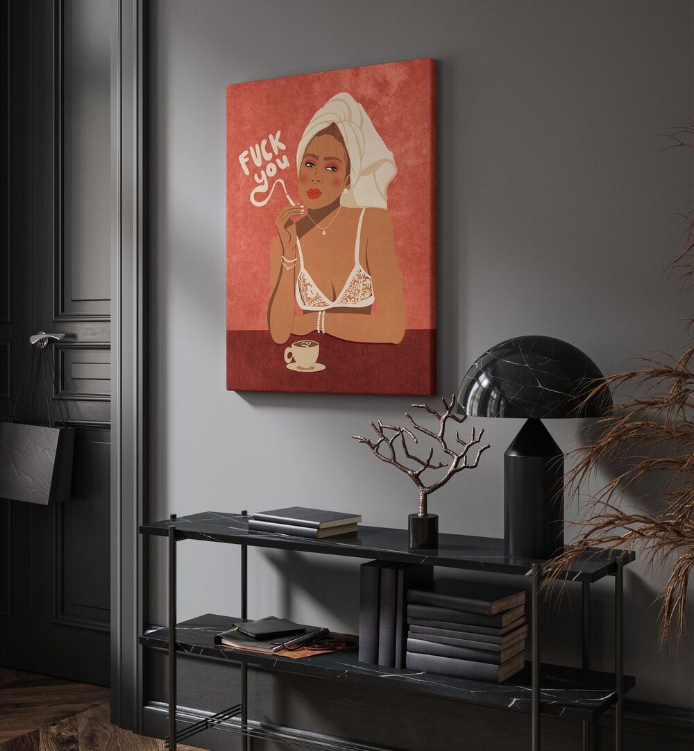 Bold "FUCK YOU, FASHION POSTERS" by Raissa Oltmanns adds vibrant pop art flair to any modern space.