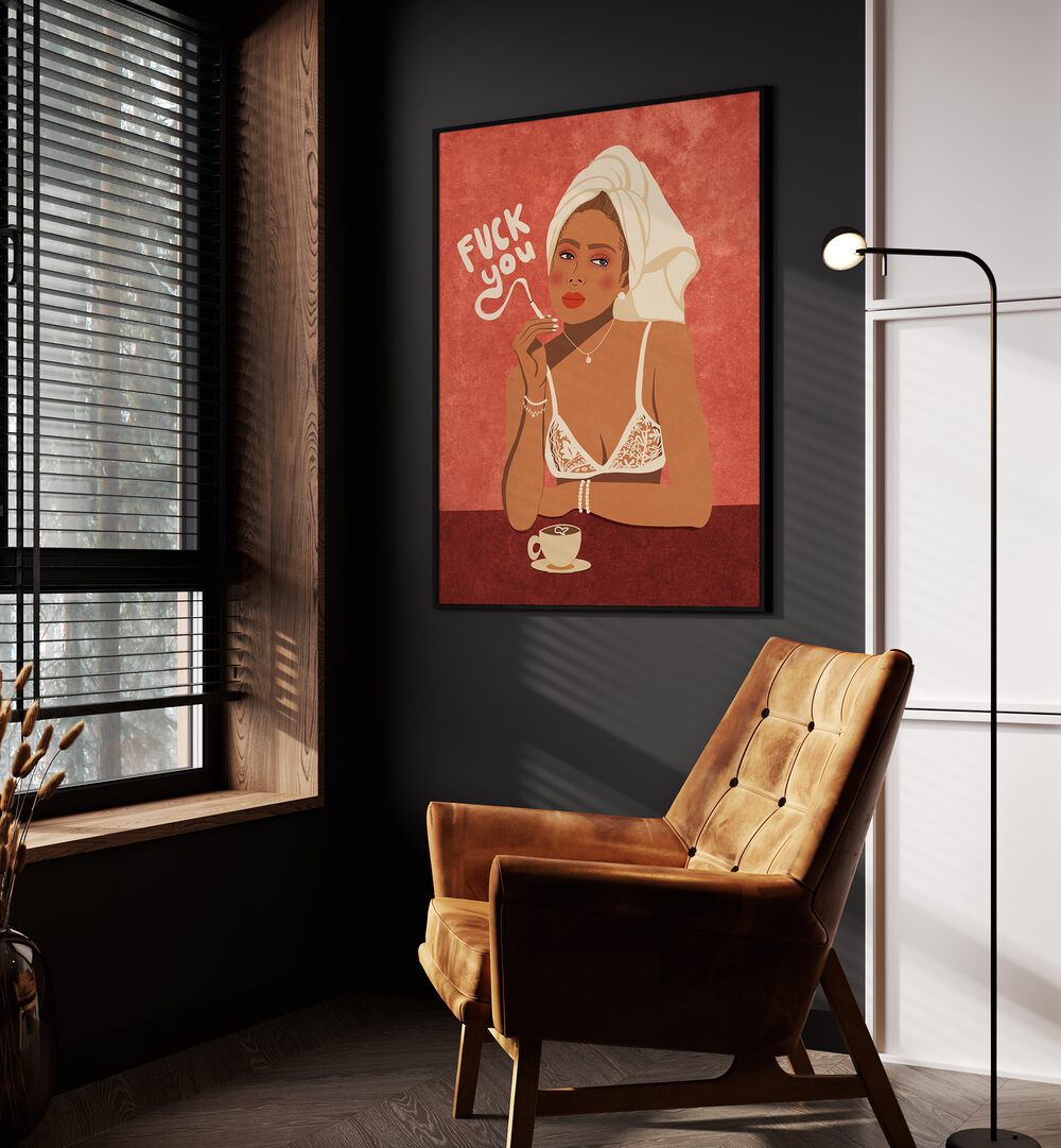 Bold "FUCK YOU, FASHION POSTERS" art by Raissa Oltmanns, enhancing any space with vibrant pop art expression.