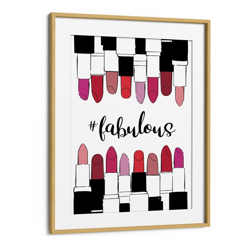 Stylish FABULOUS, FASHION POSTERS featuring vibrant lipsticks, perfect for elevating any space by Martina.