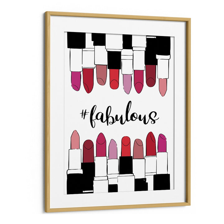 Stylish FABULOUS, FASHION POSTERS featuring vibrant lipsticks, perfect for elevating any space by Martina.