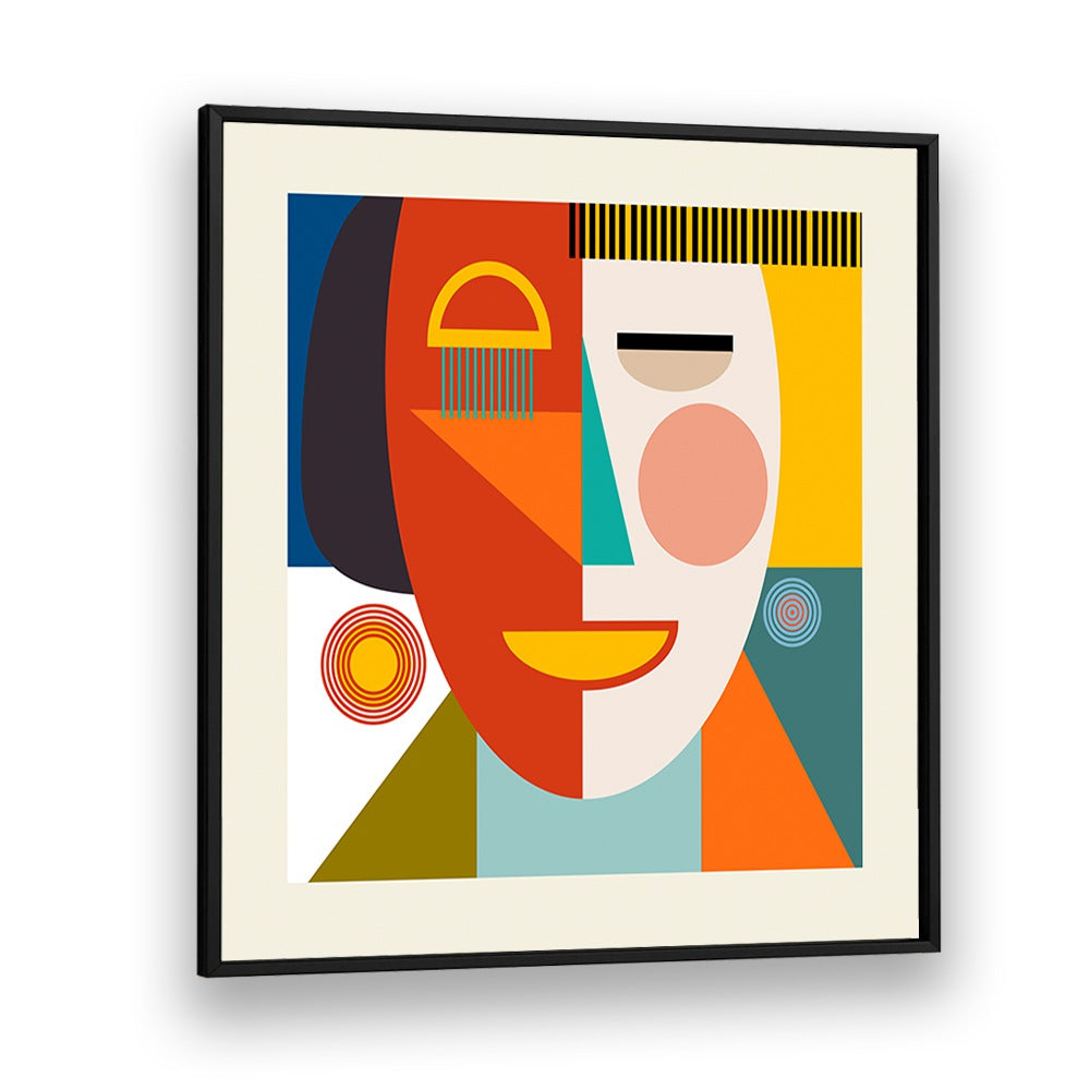 Colorful abstract face artwork, FACE STRIPES MINIMAL KOPIE, enhances modern decor by Ana Rut Bre.