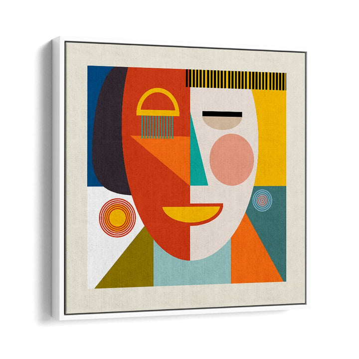 Colorful abstract painting, FACE STRIPES MINIMAL KOPIE, by Ana Rut Bre, enhances modern decor with vibrant design.