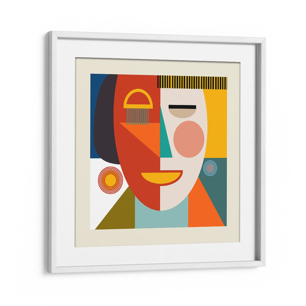 Colorful FACE STRIPES MINIMAL KOPIE, ABSTRACT PAINTINGS by Ana Rut Bre, framed art that enhances modern decor.