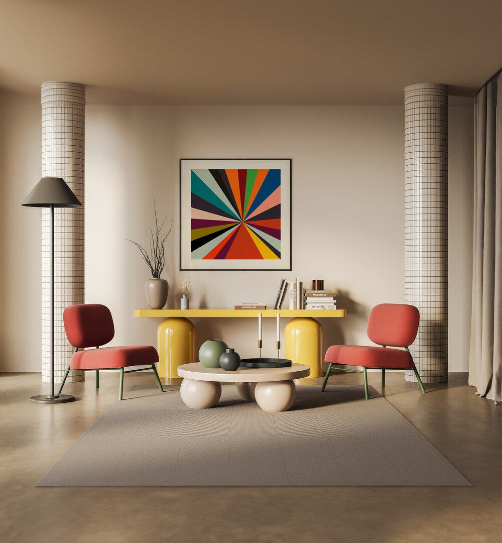 Vibrant FACES STRIPES MINIMAL, ABSTRACT PAINTINGS by Ana Rut Bre, enhancing modern decor with artistic flair.