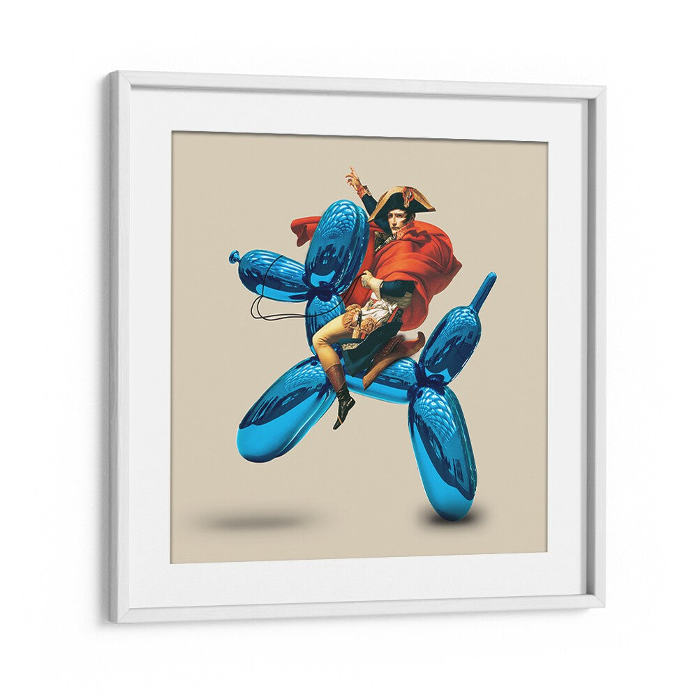 Elevate your decor with FAKE CONQUEROR, ALTERED ART PRINTS featuring a bold, playful design in a chic white frame.