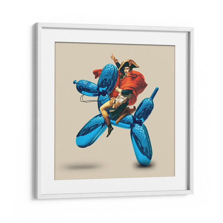 Elevate your decor with FAKE CONQUEROR, ALTERED ART PRINTS featuring a bold, playful design in a chic white frame.