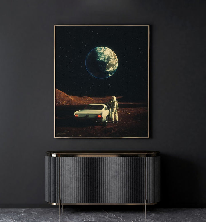 Elevate your decor with FAR FROM HOME, SURREAL ART PRINTS by Taudalpoi, featuring a unique cosmic landscape.