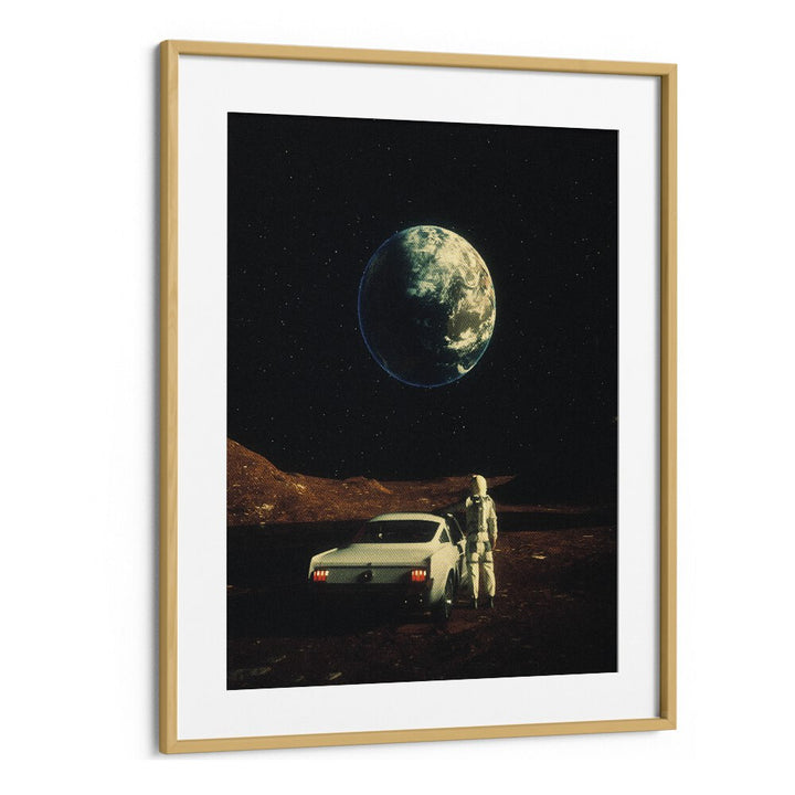 Explore the cosmic scene of "Far From Home," a stunning surreal art print by Taudalpoi, perfect for any space.