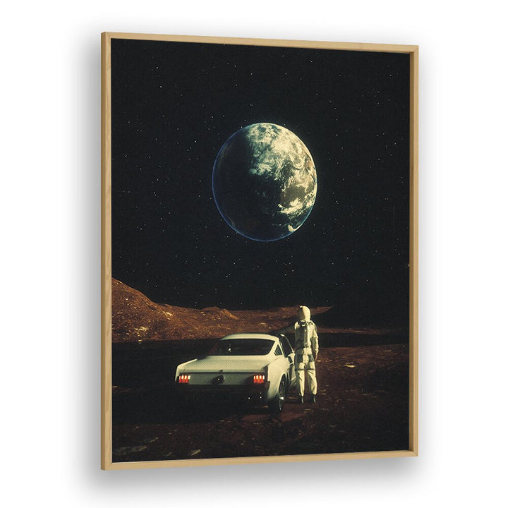 FAR FROM HOME, SURREAL ART PRINTS showcase a striking astronaut scene, beautifully framed by Taudalpoi.