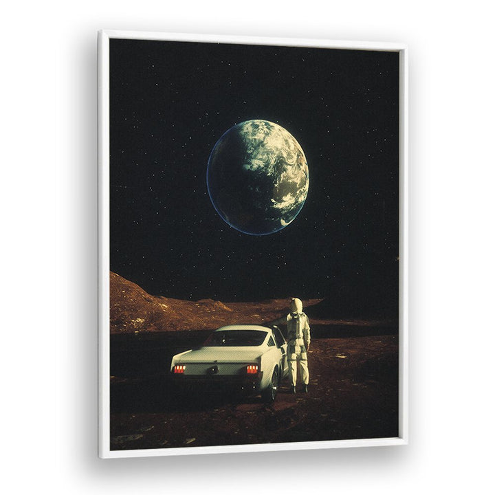 Explore the cosmos with FAR FROM HOME, SURREAL ART PRINTS by Taudalpoi, featuring a stunning lunar landscape.