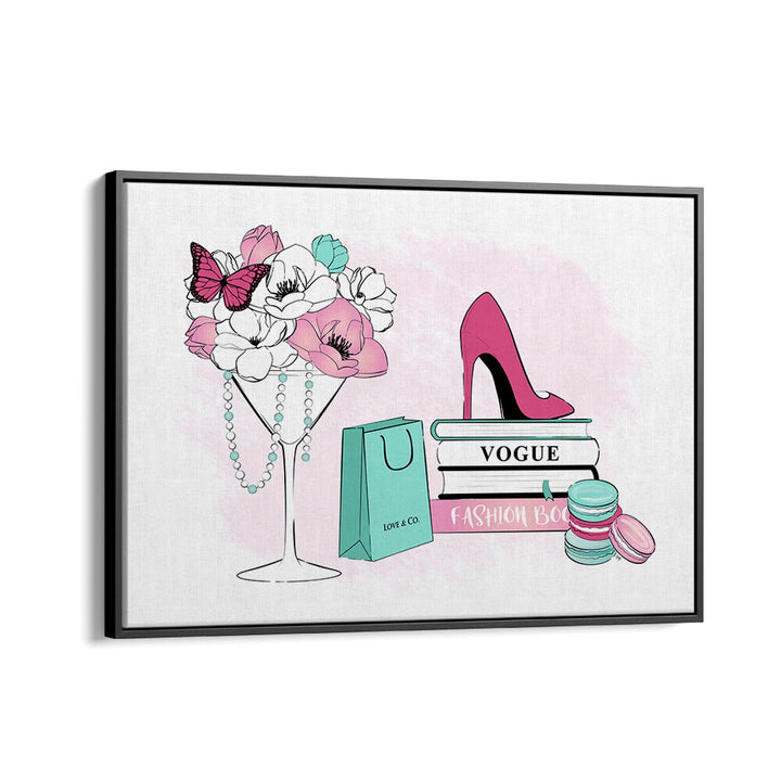 Chic FASHION SCENE , FASHION POSTERS by Martina featuring stylish heels, flowers, and fashion books to elevate your decor.