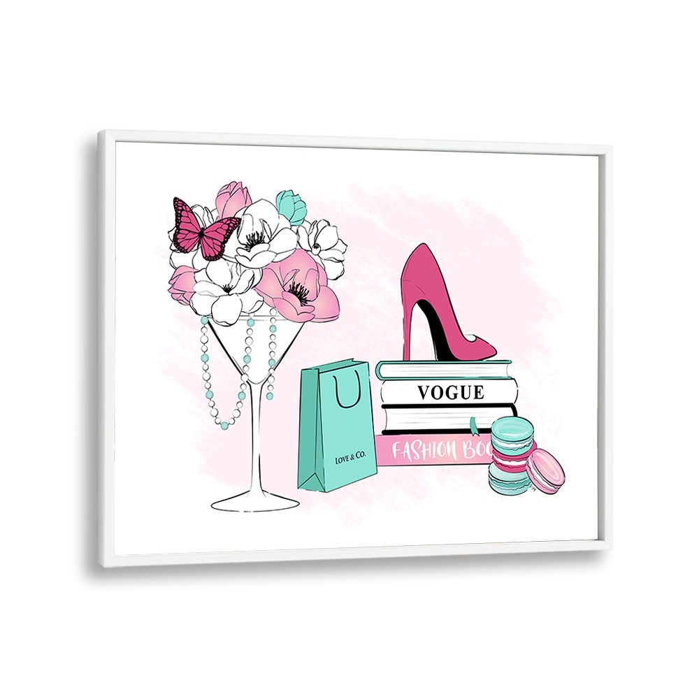 Vibrant FASHION SCENE featuring stylish accessories and floral details, perfect for chic decor with FASHION POSTERS by Martina.