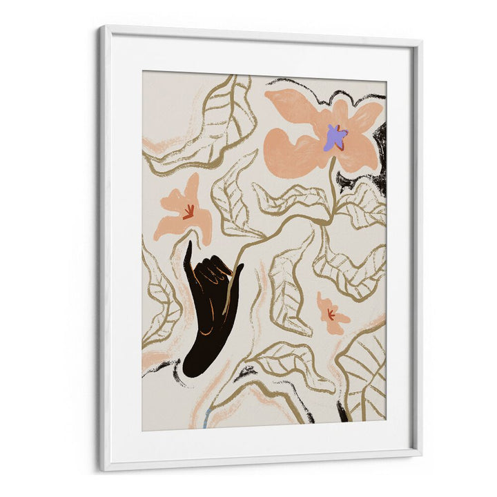 FLEUR, FLORAL FLOWER PAINTINGS in a stylish white frame, adding modern elegance to your space by Arty Guava.