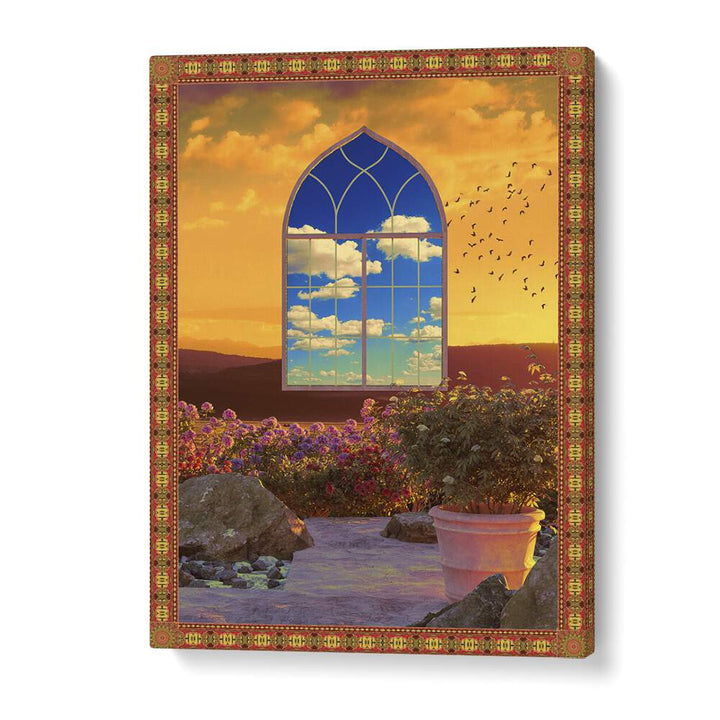 Captivating FLOATING WINDOW, SURREAL ART PRINTS by Cosmo Zach, blending nature and imagination in vibrant colors.