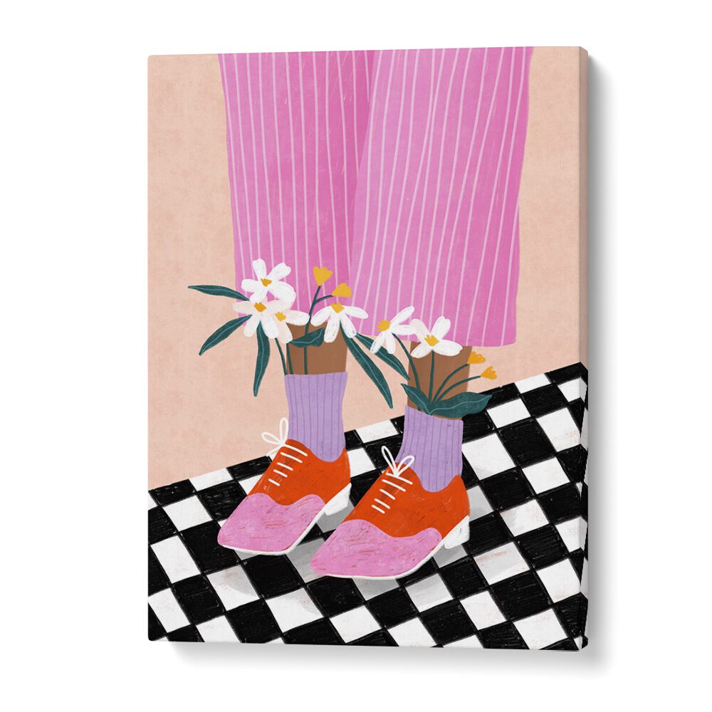 Colorful floral socks and vibrant portraits by Bea Muller bring artistry to your wardrobe with creativity and style.