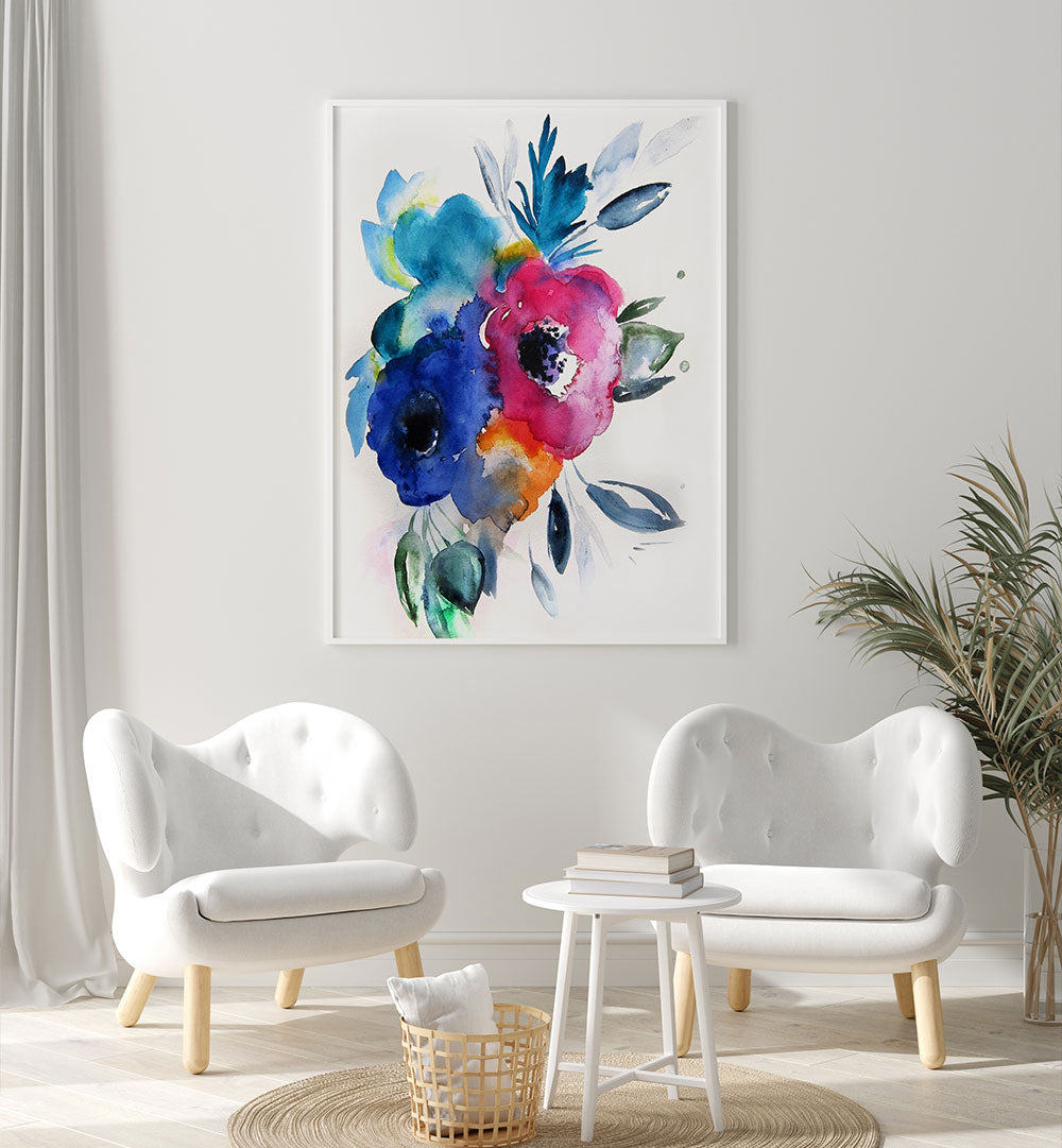 FLORAL NO IX , FLORAL FLOWER PAINTINGS