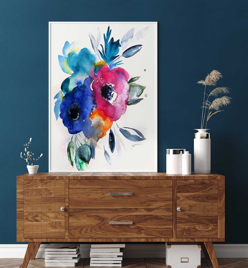 FLORAL NO IX , FLORAL FLOWER PAINTINGS