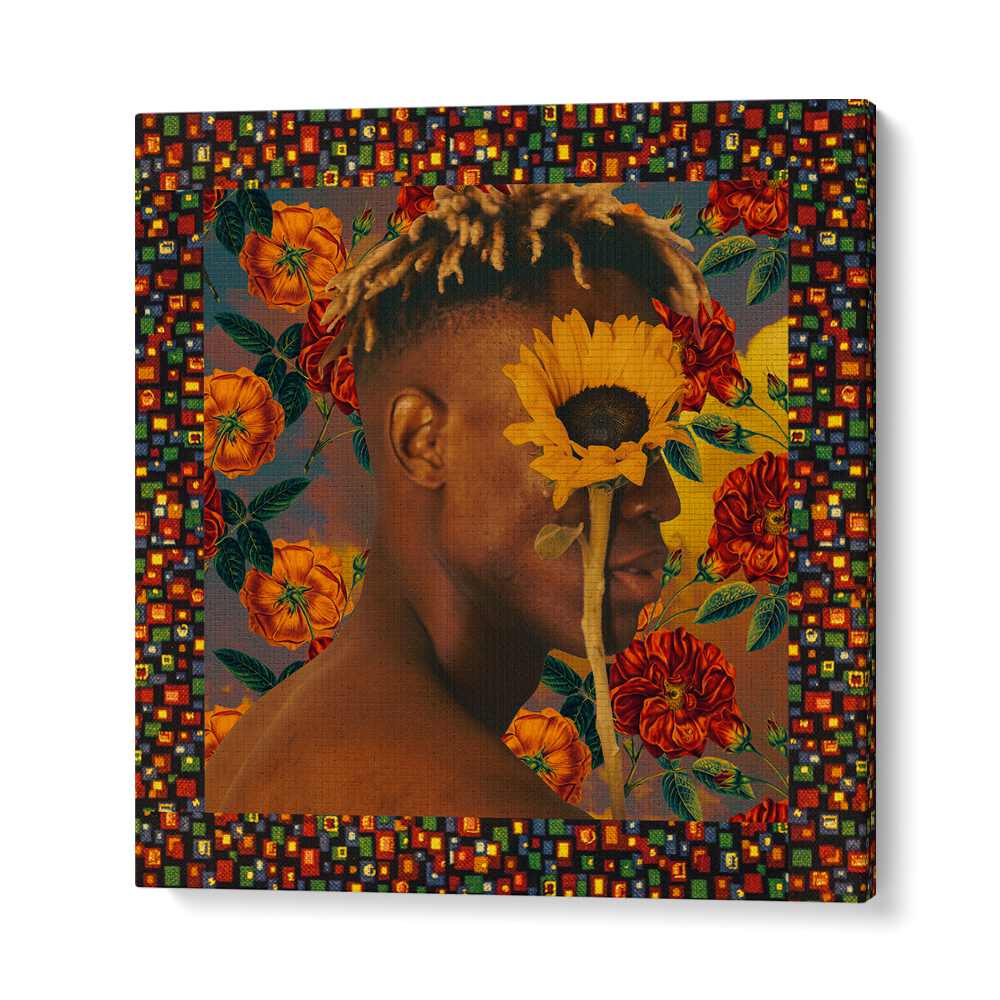 FLOWER BOY II, SURREAL ART PRINTS by Cosmo Zach features vibrant florals and surreal elements on premium canvas.