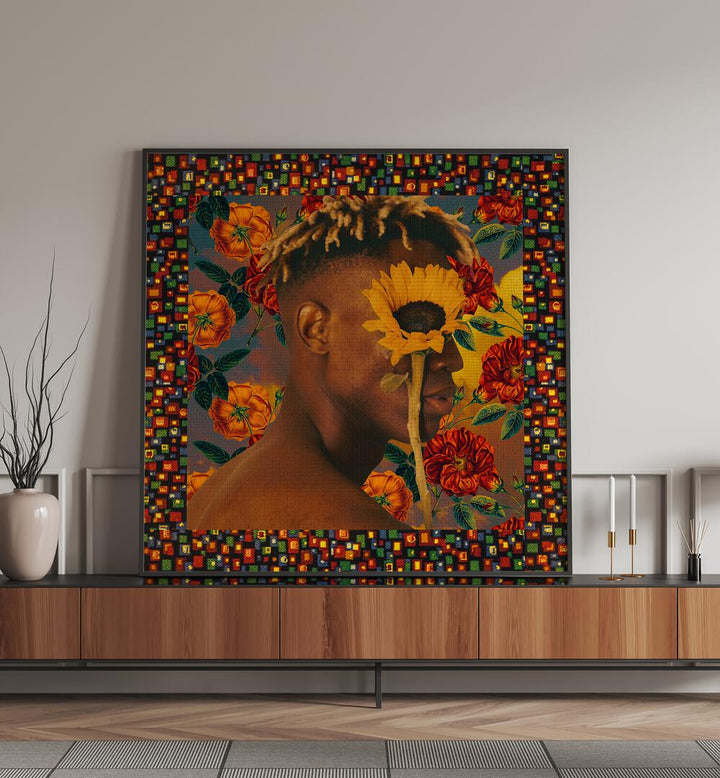 Captivating FLOWER BOY II, SURREAL ART PRINTS by Cosmo Zach, blending vibrant florals with surrealism in stunning detail.