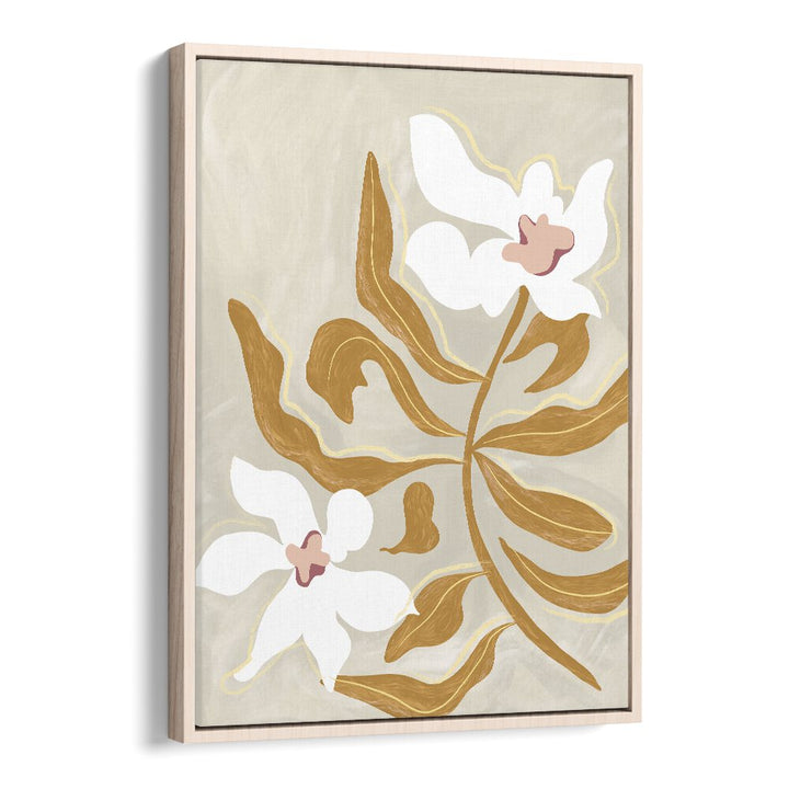 Elegant FLOWER FLOWER, FLORAL FLOWER PAINTINGS by Arty Guava in a beautiful oak wood floater frame for stunning decor.