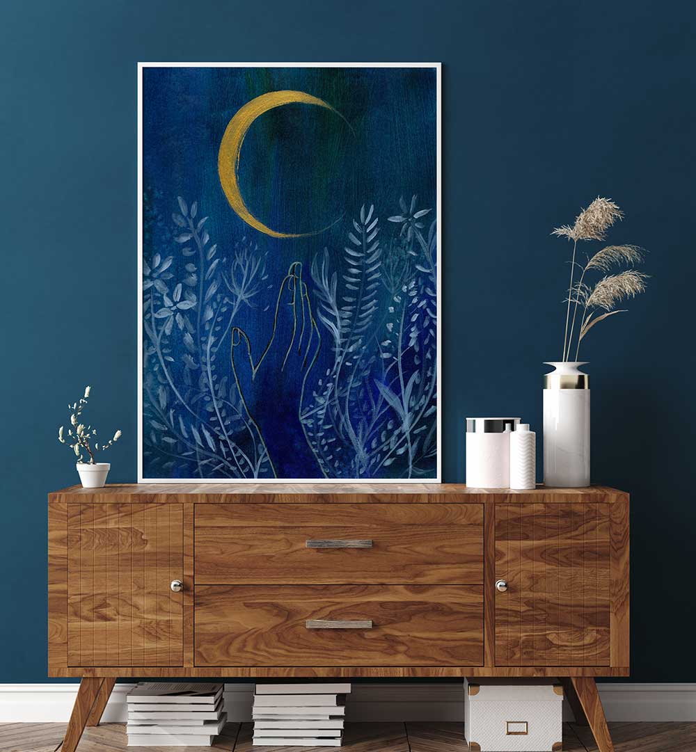 FLOWER MOON , FLORAL FLOWER PAINTINGS