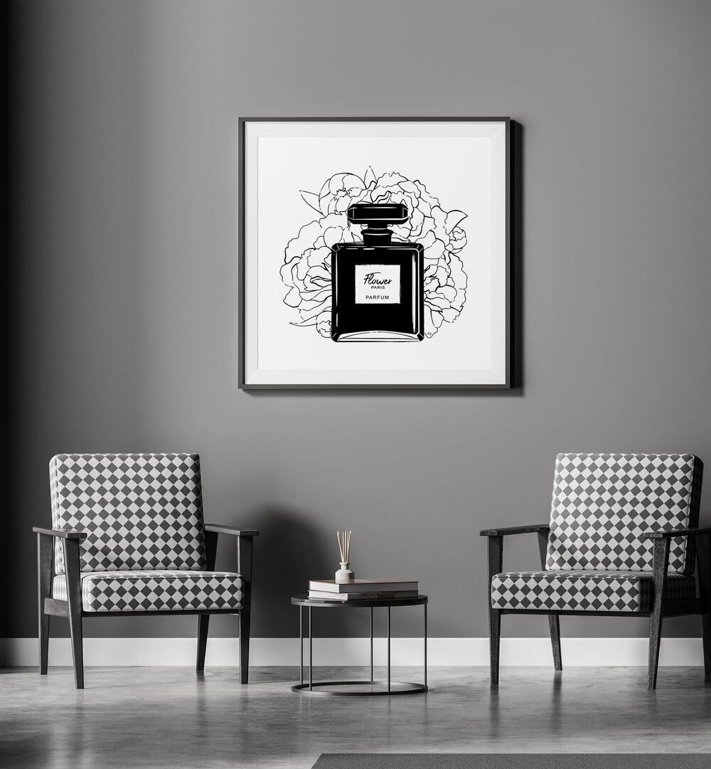 Elegant FLOWER PERFUME artwork by Martina, perfect for fashion posters, adds sophistication to any space.