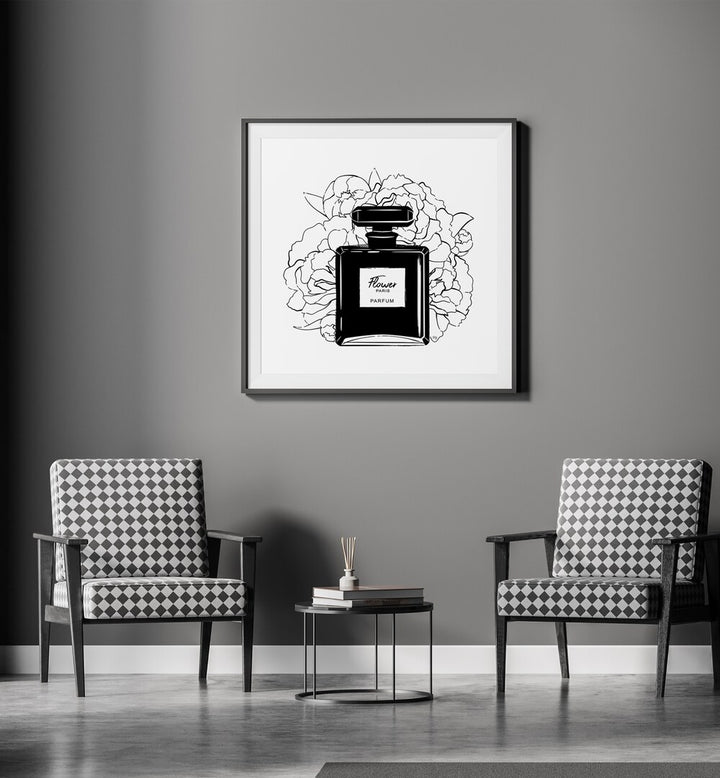 Elegant FLOWER PERFUME artwork by Martina, perfect for fashion posters, adds sophistication to any space.