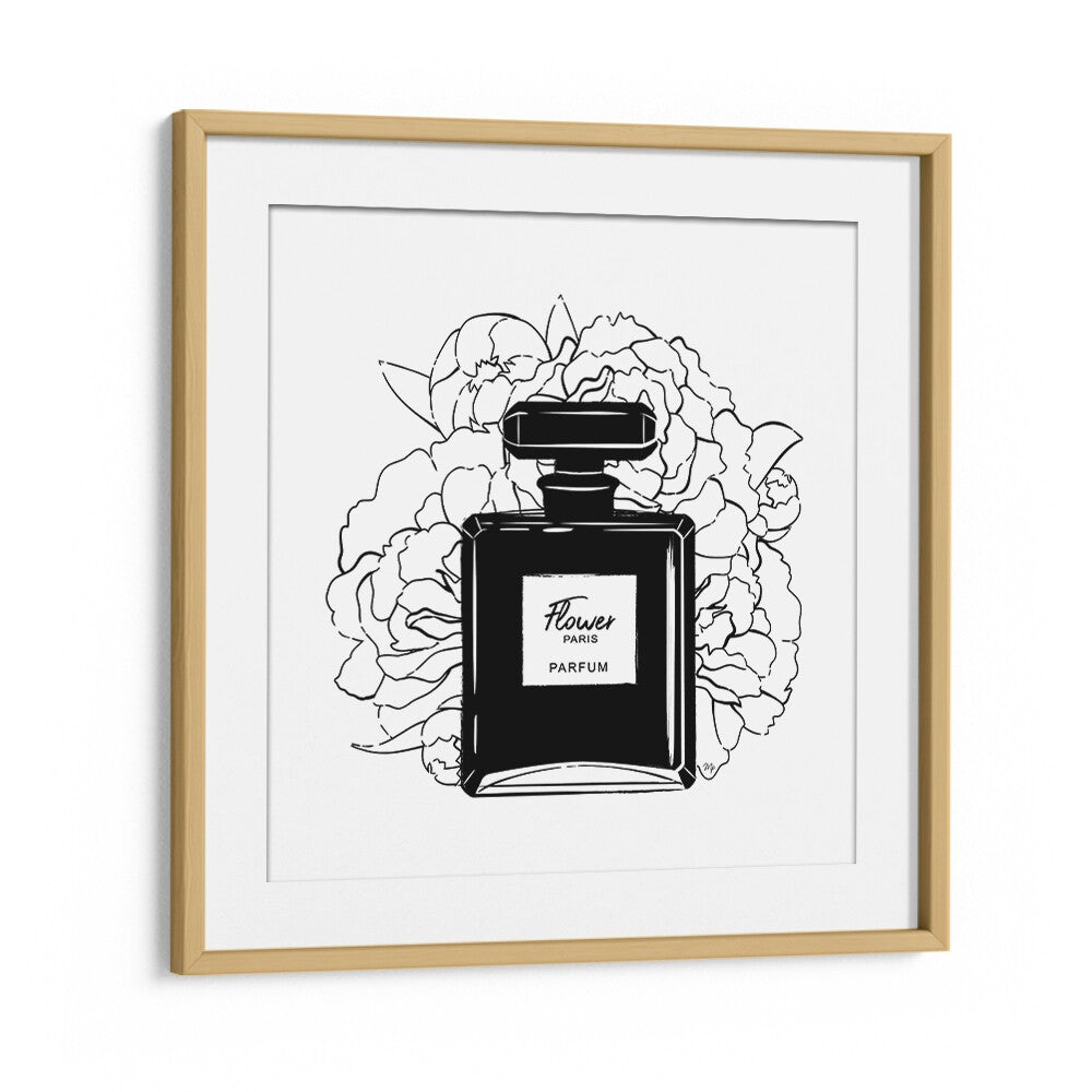 FLOWER PERFUME, FASHION POSTERS artwork by Martina showcases elegance in a chic oak frame, perfect for any decor.