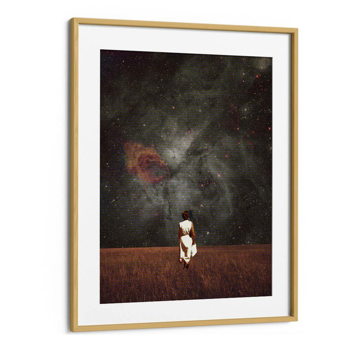 Explore the cosmic allure of FOLLOW ME, SURREAL ART PRINTS by Frank Moth, beautifully framed for your space.