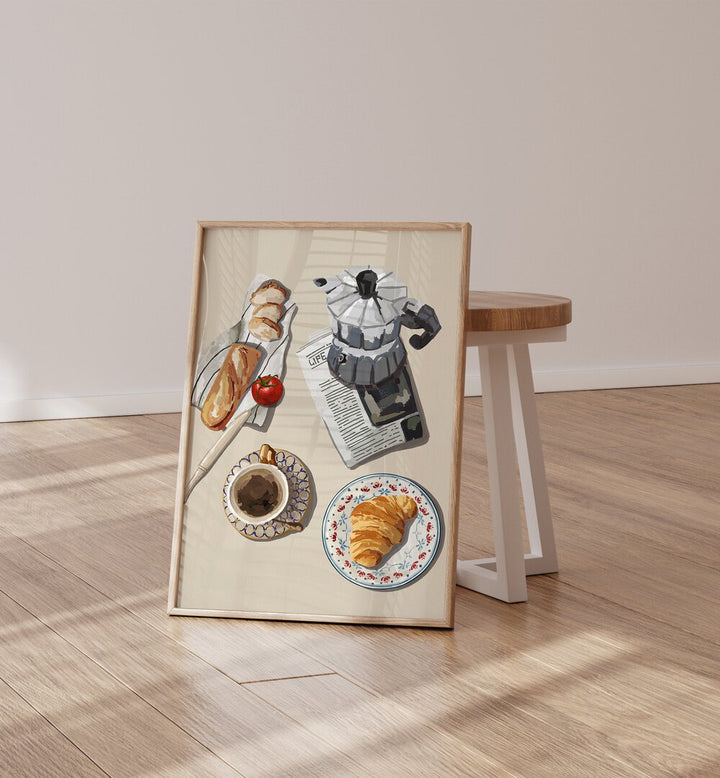 Delight in the FOOD NATION GALLERY WALL, GALLERY WALLS featuring cozy breakfast art in a warm living room setting.