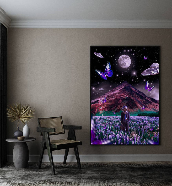 Explore the dreamlike "FOREIGN SOIL, SURREAL ART PRINTS" by Ritvik Takkar, blending nature and imagination beautifully.