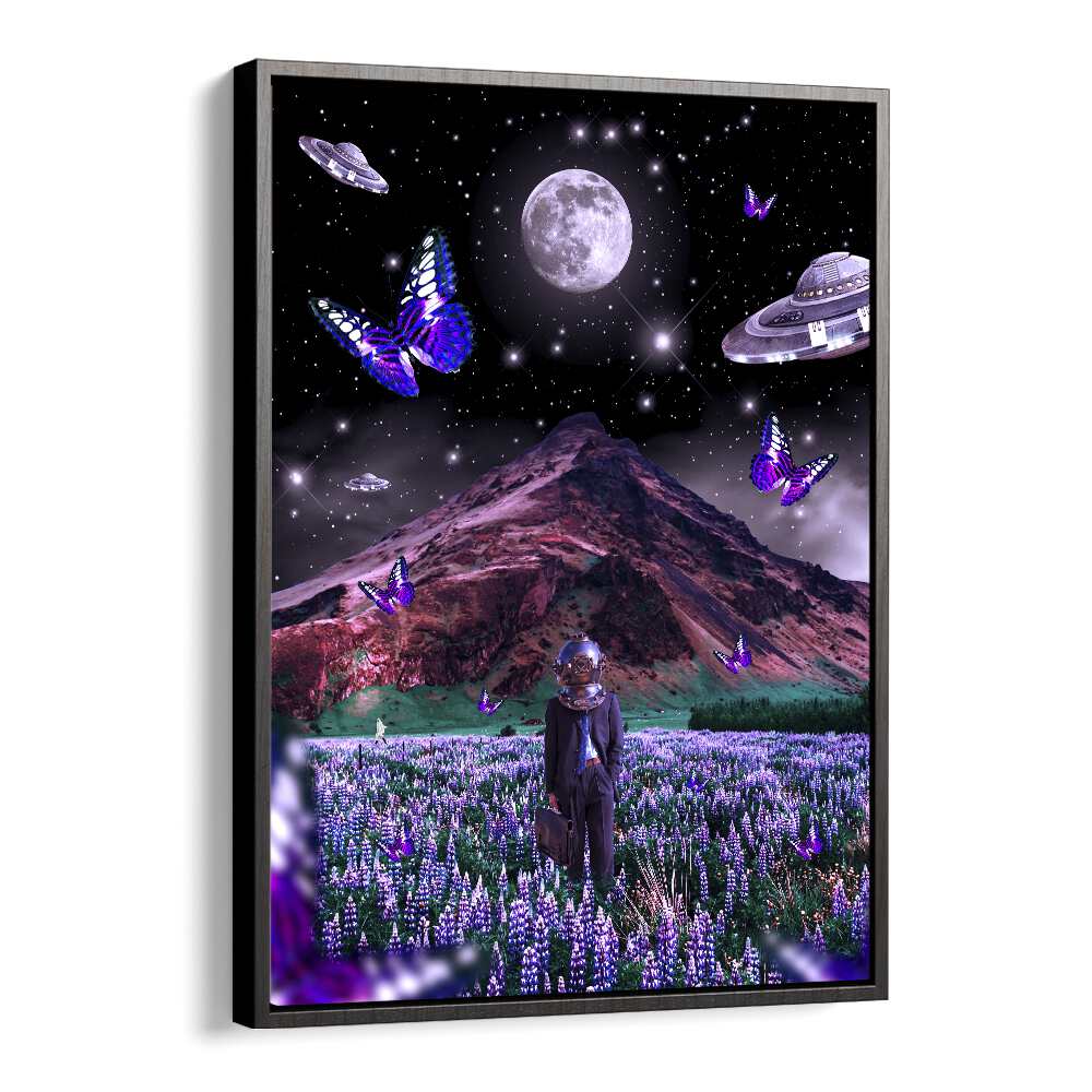 Explore the captivating FOREIGN SOIL, SURREAL ART PRINTS by Ritvik Takkar, featuring a dreamlike landscape with butterflies.