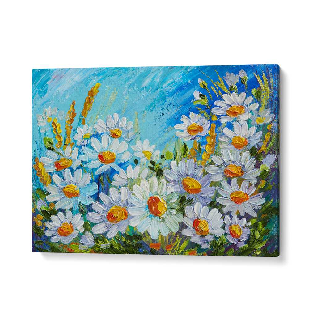 Bright flowers in blue background exemplify elegance in FRAGRANT LAYERS, VINTAGE EUROPEAN PAINTINGS for sophisticated decor.
