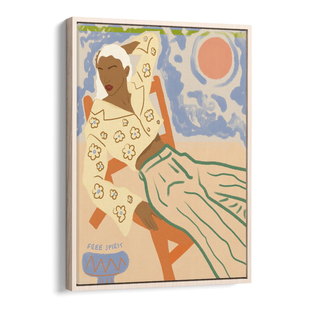 Vibrant woman illustration from the FREE SPIRIT, PORTRAITS collection by Uma Gokhale, showcasing artistic charm.