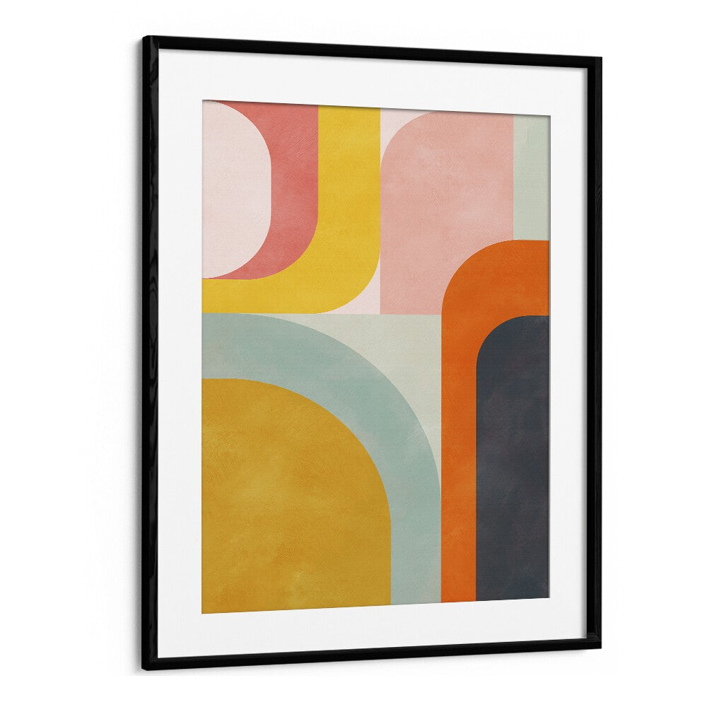 Vibrant FRIENDLY COLORS II, ABSTRACT PAINTINGS by Ana Rut Bre in a sleek black frame, perfect for modern decor.
