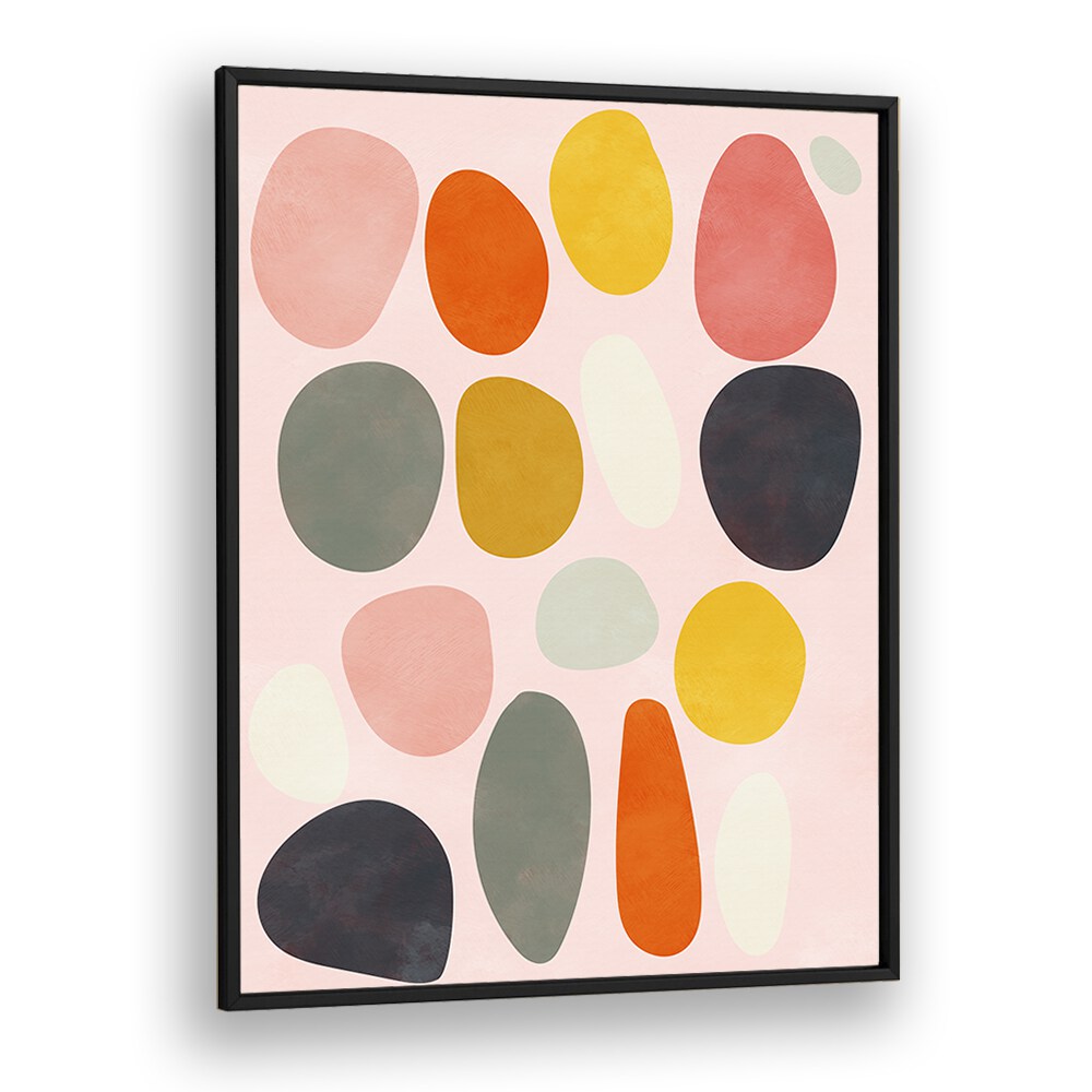 Vibrant shapes in pink hues featuring FRIENDLY COLORS IV, ABSTRACT PAINTINGS by Ana Rut Bre, perfect for modern decor.