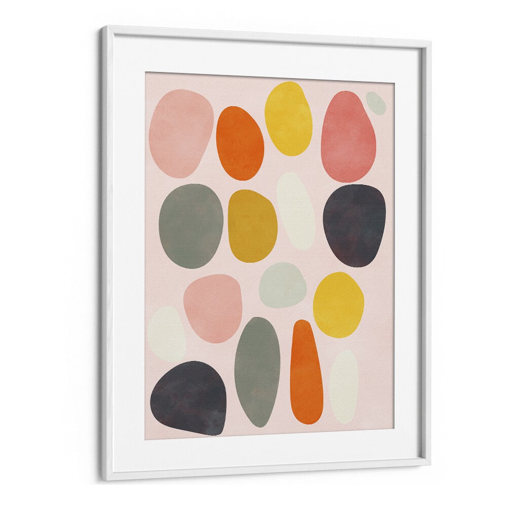 Vibrant shapes in soft hues create a stunning visual in FRIENDLY COLORS IV, ABSTRACT PAINTINGS by Ana Rut Bre.