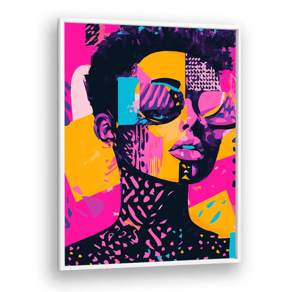 Vibrant FROM THE EIGHTIES, POP ART PAINTINGS in a sleek white frame, perfect for modern decor.