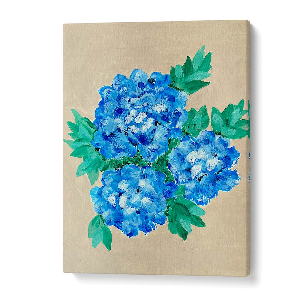 Vibrant blue hydrangeas featured in stunning HYDRANGEA, FLORAL FLOWER PAINTINGS for a chic home decor update.