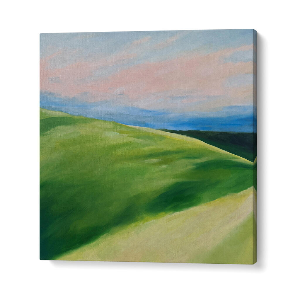 GREEN HILLS AND PATH , LANDSCAPE PAINTINGS
