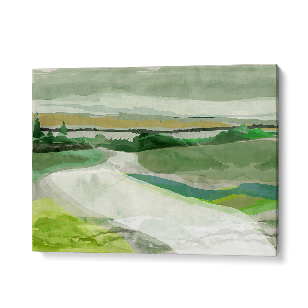 Lush greens and serene landscapes in GREEN PASTURES I, LANDSCAPE PAINTINGS, perfect for adding tranquility to your space.