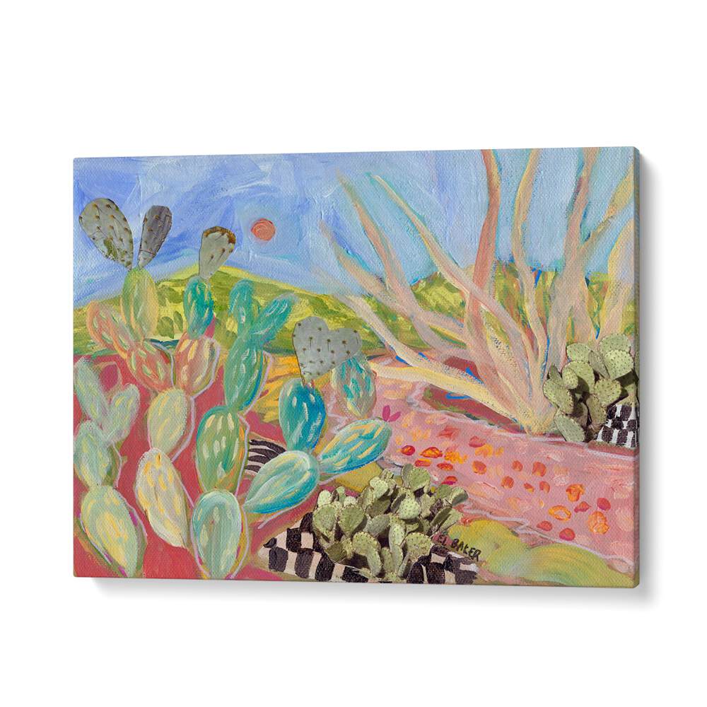 Vibrant PRICKLY PEAR CACTUS, LANDSCAPE PAINTINGS showcasing desert beauty, perfect for transforming your space.