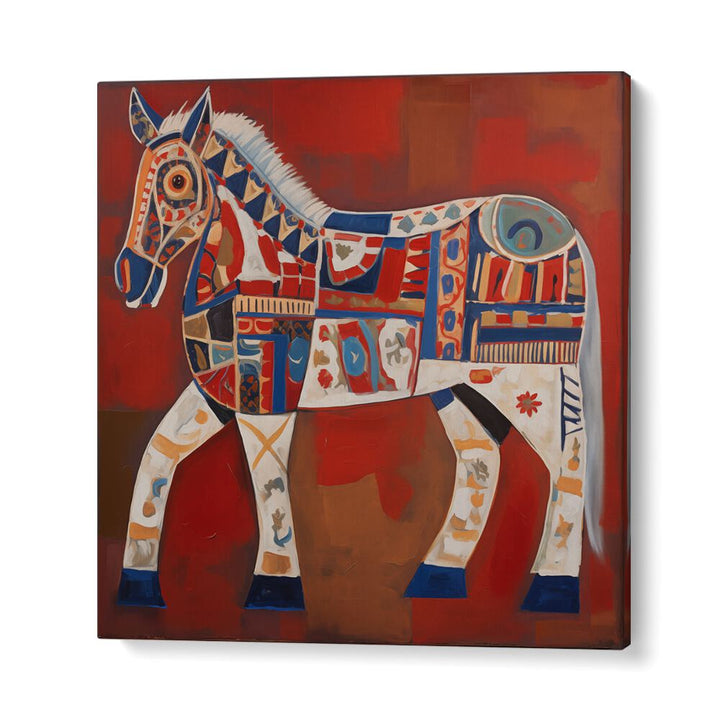 Vibrant artwork of THE DECORATED HORSE, ANIMAL PAINTINGS, perfect for enhancing your art collection and home decor.