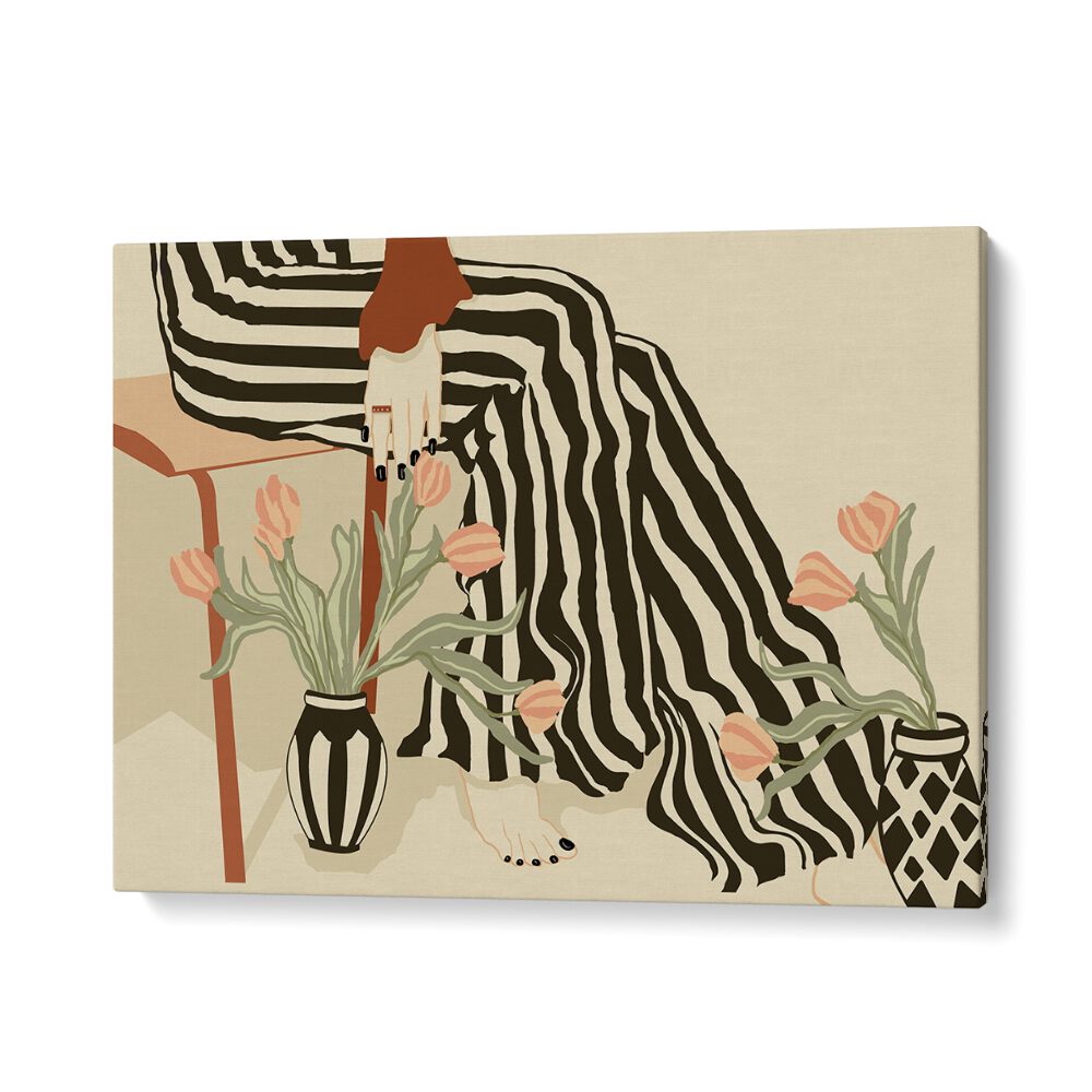 Stylish TULIPS BY MY FEET, BOHO ART PAINTINGS, elegantly blending floral beauty with modern decor. Perfect for any home.