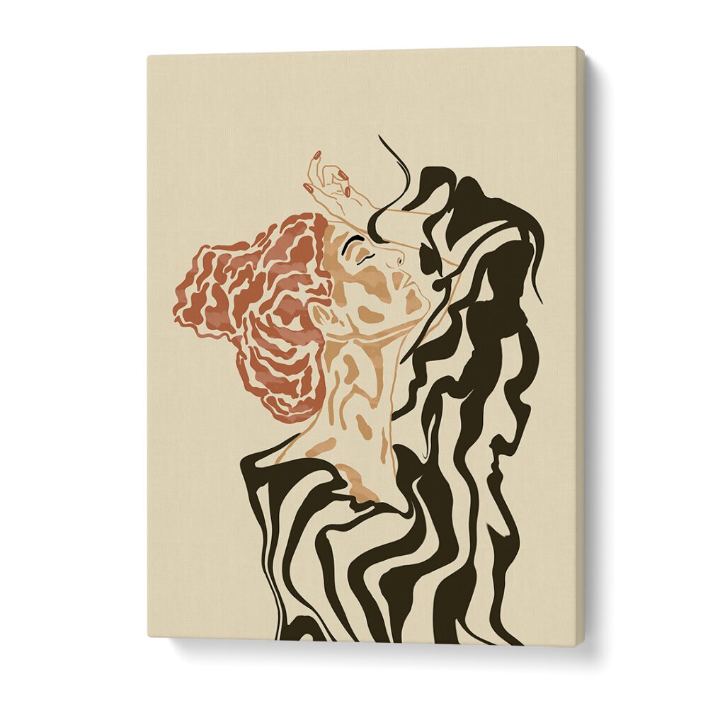 Chic WOMAN IN A STRIPED BLOUSE, BOHO ART PAINTINGS adds elegance to any space, perfect for modern decor.