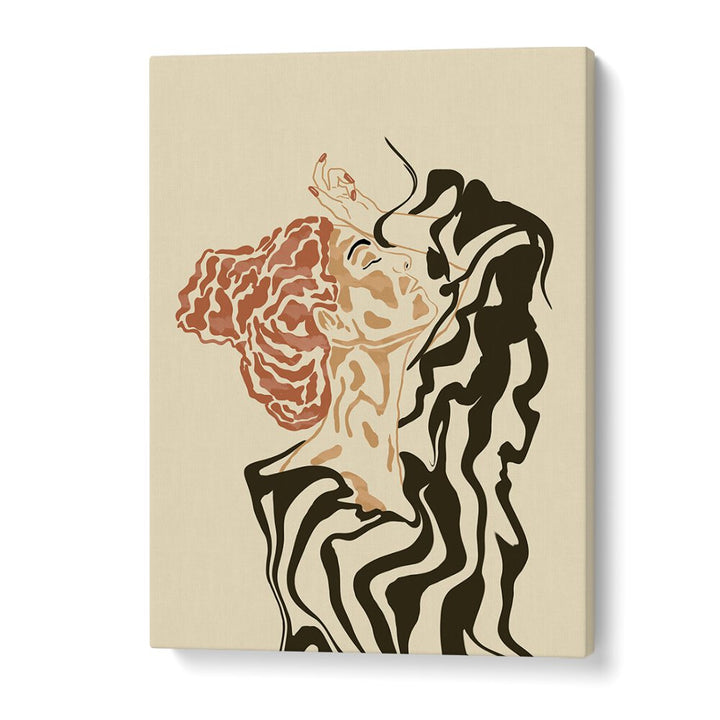 Chic WOMAN IN A STRIPED BLOUSE, BOHO ART PAINTINGS adds elegance to any space, perfect for modern decor.