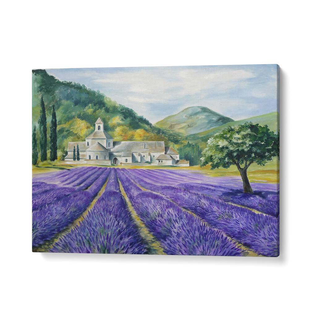 Lavender Field Serenity, landscape paintings showcasing vibrant lavender blooms and serene countryside beauty.
