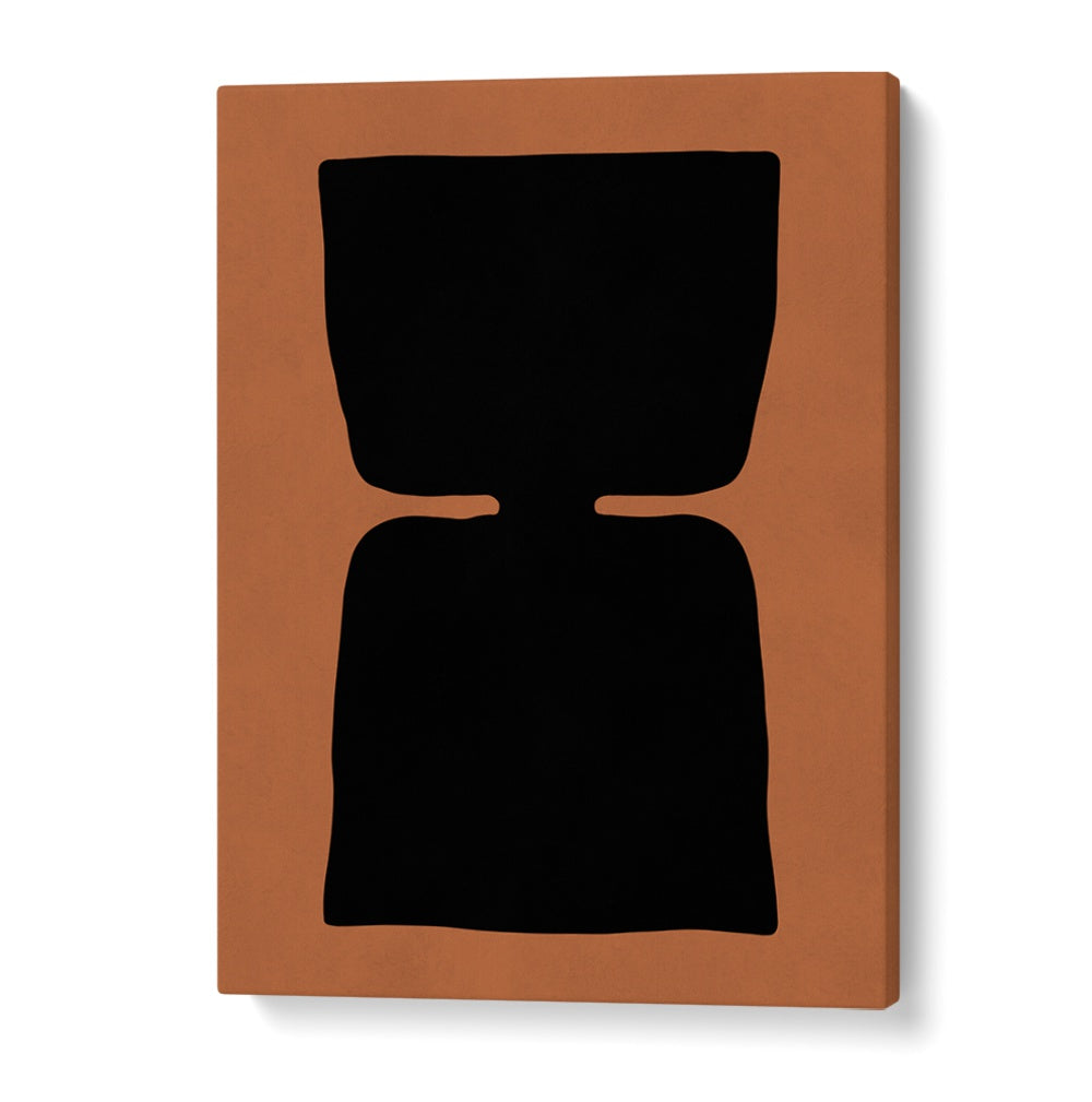 TRIBAL SHAPES XIX, GEOMETRIC ART PRINTS showcase bold, modern design with a unique black and terracotta color scheme.