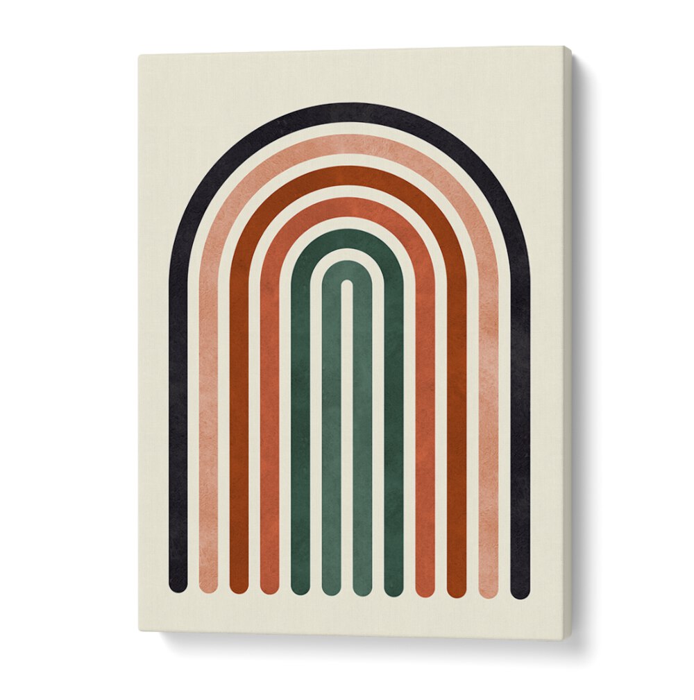 LINES AND ARCS V, BOHO ART PAINTINGS features vibrant arches in earthy tones, perfect for modern decor.