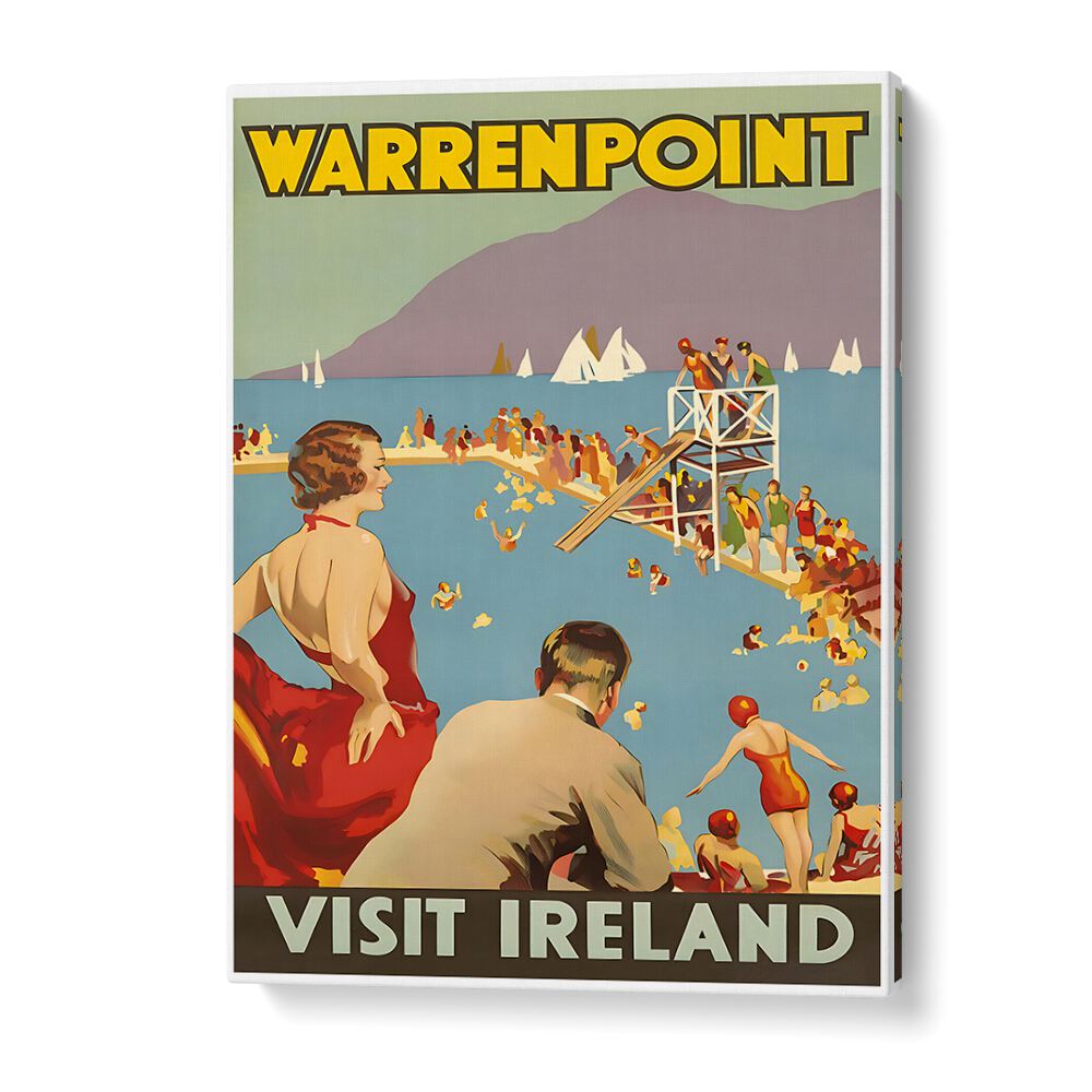 Warrenpoint vintage travel poster showcasing Ireland's charm, perfect for fans of IRELAND, VINTAGE TRAVEL POSTERS.